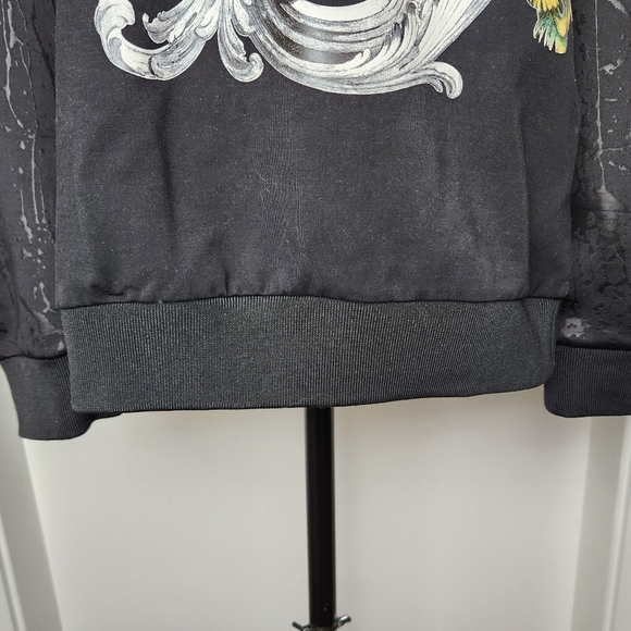 Black Sweatshirt with Peacock and Floral Design - Picture 7 of 11